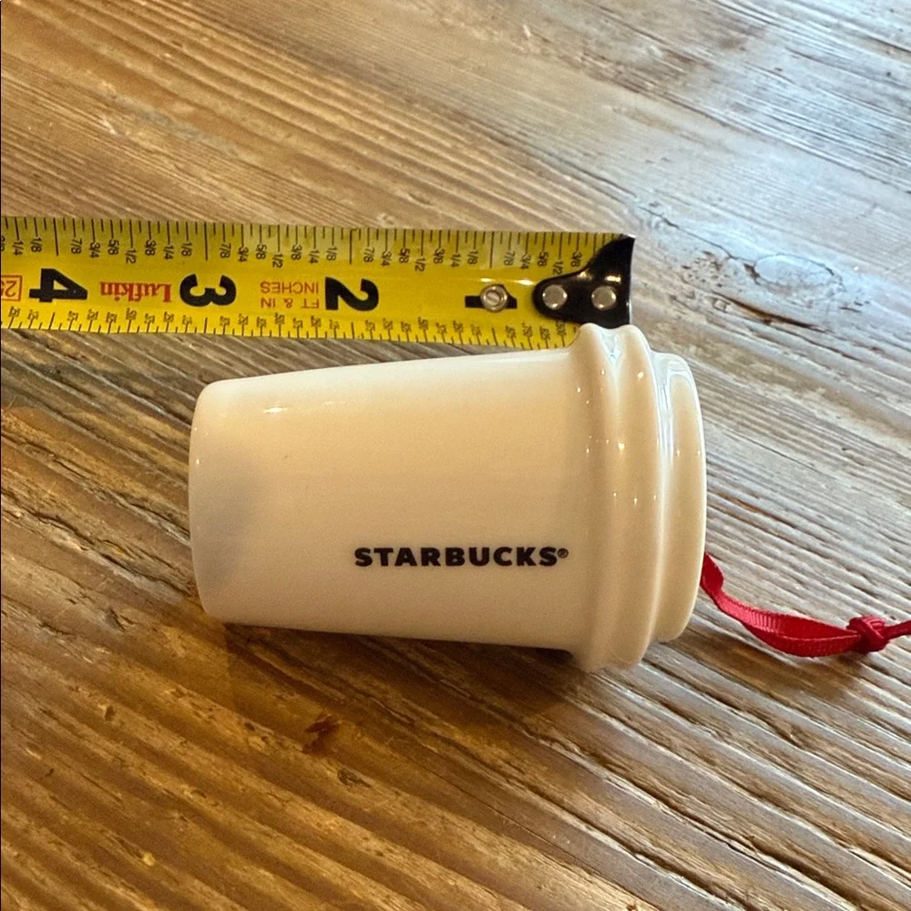 Starbucks White Ornament with Red Lips and XOXO